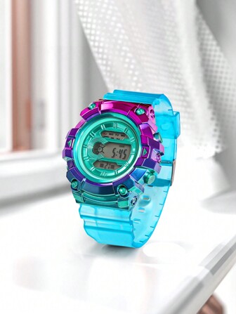 1pc Unisex Colorful Jelly-Style TPU Casual Sports Electronic Watch Suitable For Daily Life