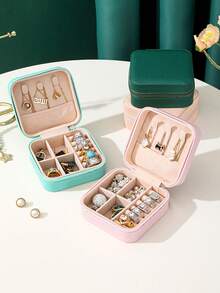 1pc Portable Jewelry Box For Earrings, Rings, Necklaces - Multicolor - View 1