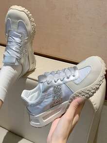 透气跑步鞋运动休闲高帮运动鞋，防滑软底多功能 - 銀色 - 查看 5