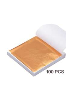 Feuilles d'or comestibles carrées de 100 pièces (pour la décoration uniquement), décoration de gâteau/dessert DIY, adaptées à la décoration d'anniversaire, de mariage et de fête, outils de décoration de gâteaux, décoration de coiffure de mariée