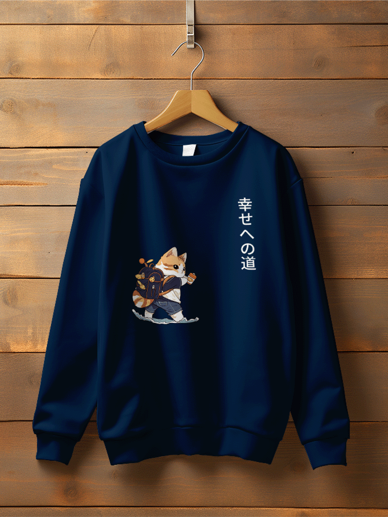 Blouse Moletom Gato Mochila Cat Fofo Japanese CANGURU 2416 FLUXOGEEK - 藏蓝色 - 查看 1