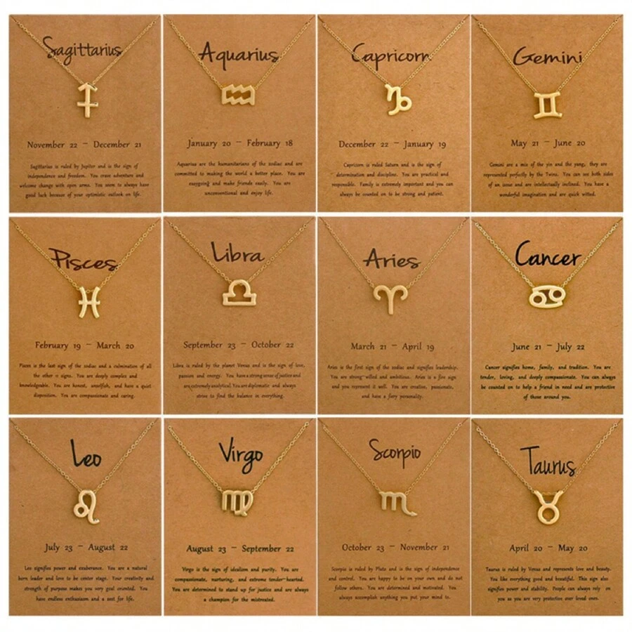 1pc Zodiac Constellation Pendant Necklace, Suitable For Men's Daily Wear - Yellow Gold - View 1