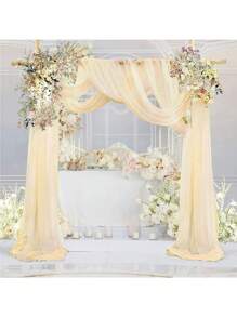 1 pieza Cortina de tul como telón de fondo para bautizo, boda, fiesta, hotel, decoración de cabina fotográfica de eventos - Multicolor - Ver 26