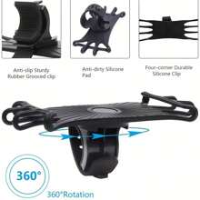 1pc Multifunctional Silicone Bike/Motorcycle Phone Holder, Rotatable For Bicycle, Moped, Motorbike Navigation - Black - View 5