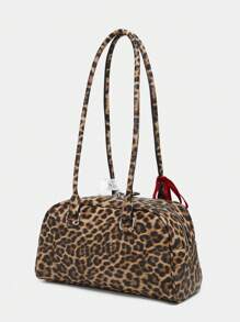 1 件复古简约蝴蝶结和心形装饰保龄球/波士顿包，大容量单肩包，带多个口袋，适合约会、街头装扮、派对 - 彩色 - 查看 5