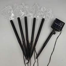 5 合 1 太阳能仙女灯，雪花灯串太阳能路径灯适用于户外花园庭院装饰，暖色 LED 照明，适用于路径、花园、圣诞装饰，暖白色（混合） - 黑與白 - 查看 9