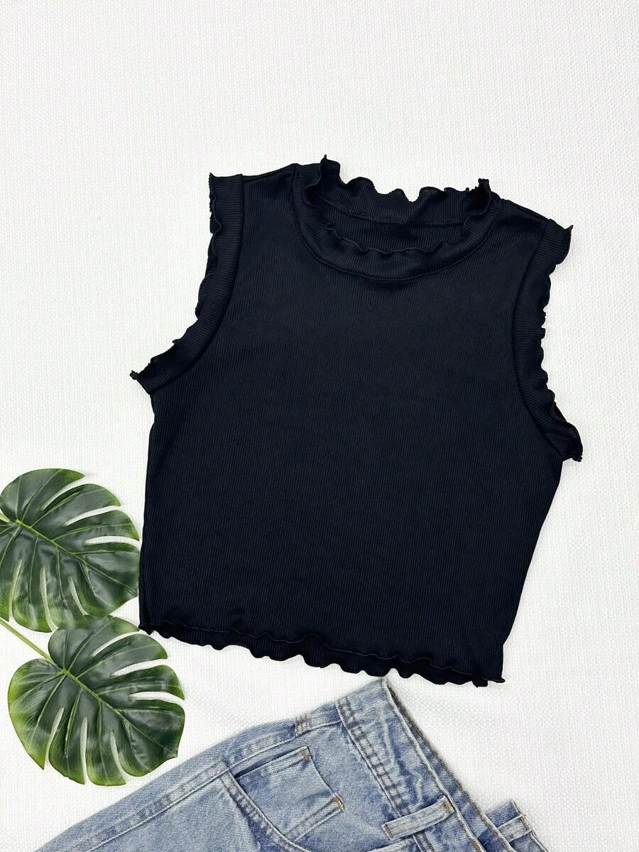Women's Fashion Tank Top - 黑色 - 查看 1