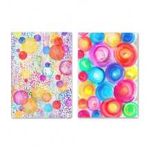 2 Stücke abstrakte Farbverlauf Punkt Form Blume Blätter Leinwand Malerei, nordische Poster und Drucke Wandbilder für Wohnzimmer Dekoration ohne Rahmen