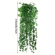 1/6/12 件人造常春藤绿叶花环，假藤蔓悬挂植物背景用于房间卧室墙壁装饰，绿叶用于丛林主题派对婚礼装饰春夏装饰 - 綠色 - 查看 9