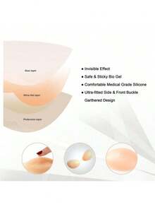1 Pair Adhesive Bra Invisible Sticky Strapless Push Up Backless Reusable Silicone Covering Nipple Bras - Apricot - View 7