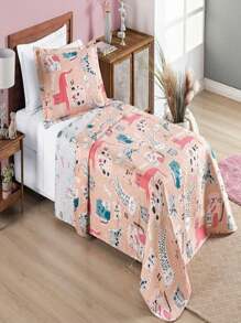 Single Bouti Bed Cover 02 Pieces Promotion - 珊瑚粉 - 查看 2