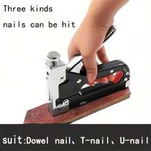 1pc 3-In-1 Heavy-Duty Staple Gun Kit - Multi-Functional For Upholstery/Woodworking/Furniture | Labor-Saving Ergonomic Grip With 600 Staples