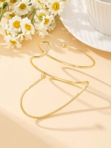 1pc Minimalist Exaggerated Geometric Bangle For Women - Yellow Gold - View 3