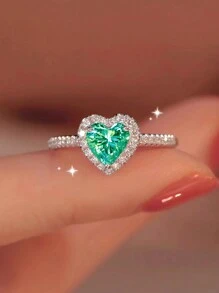 1 件 S925 戒指，情人节礼物，可爱甜美的糖果色彩虹设计，时尚心形戒指，适合婚礼、订婚、休闲装、派对、节日、约会