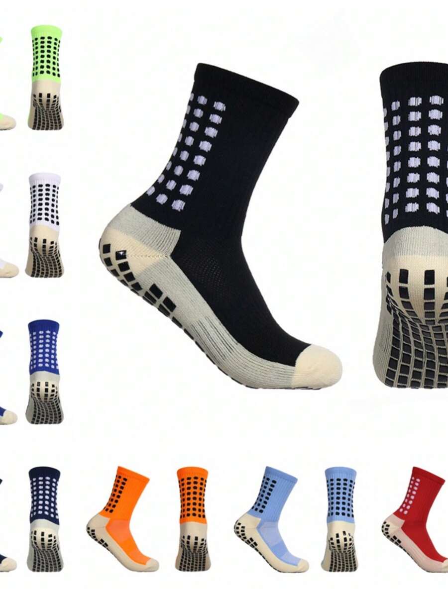Kit 2.3.4 Pieces Good Quality Cotton Sports Socks For Football No Slip - 米色 - 查看 1