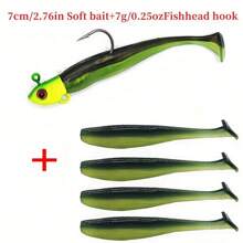 5pcs 7cm/2.76in Soft Lures 7g/0.25oz Fish Head Hooks Long Distance Casting Artificial Bait T-Tail Lures Fishing Tackle - Multicolor - View 14