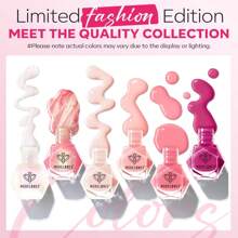 Modelones Mini Nail Polish Set 6 Colors Summer Nail Polish Set Exquisite Glitter Quick Dry Nail Polish Set Nail Art DIY Nail Salon Home Gifts Women Girls, One Set Of Nail Polish Contains 6 Colors, One Color 5ml - 粉色 - 查看 2