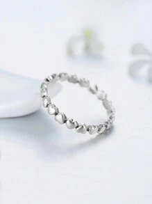 MODIAN 热销正品原创时尚纯925银心形戒指，永恒之爱珠宝，情人节礼物 - 銀色 - 查看 4