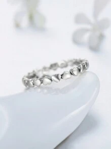 MODIAN 热销正品原创时尚纯925银心形戒指，永恒之爱珠宝，情人节礼物 - 銀色 - 查看 6