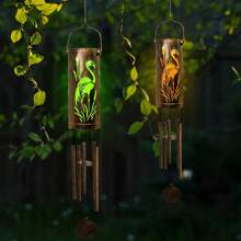Solar Lights, Flamingo Solar Wind Chime Lights 1pcs, Outdoor Solar Powered Hanging Wind Chimes For Garden Deck Porch Patio Decoration, Mother's Day Thanksgiving Birthday Christmas Christian Flamingo Gift - Bronze - View 4