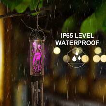 Solar Lights, Flamingo Solar Wind Chime Lights 1pcs, Outdoor Solar Powered Hanging Wind Chimes For Garden Deck Porch Patio Decoration, Mother's Day Thanksgiving Birthday Christmas Christian Flamingo Gift - Bronze - View 5