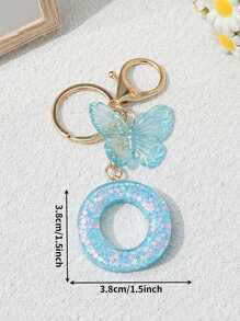 1pc Creative 26 Letter Key Chain, Kids Backpack Accessory, Butterfly Letter Charm Keychain For Girls - Light Blue - View 10