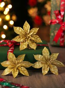 2/5/10/20 Peças Flores Artificiais para Decoração de Árvore de Natal e Decoração de Festa DIY, Branco, Prata, Champanhe, Ouro, Vermelho, Rosa, Natal - Flores de Natal estilizam gradualmente - Visão 9