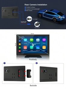 1 套，倒车后视摄像头 1080P 防水夜视，带 9 英寸大高清便携式蓝牙 CarPlay 车载触摸屏，无线车载立体声音响，支持 Apple CarPlay 和 Android Auto，适用于所有汽车的车载播放器/导航/多媒体 - 黑色 - 查看 9