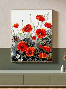 Bộ tranh khảm kim cương 5D DIY - Hoa đẹp, tranh thêu kim cương Trang trí tường nhà - Xám - Xem 1