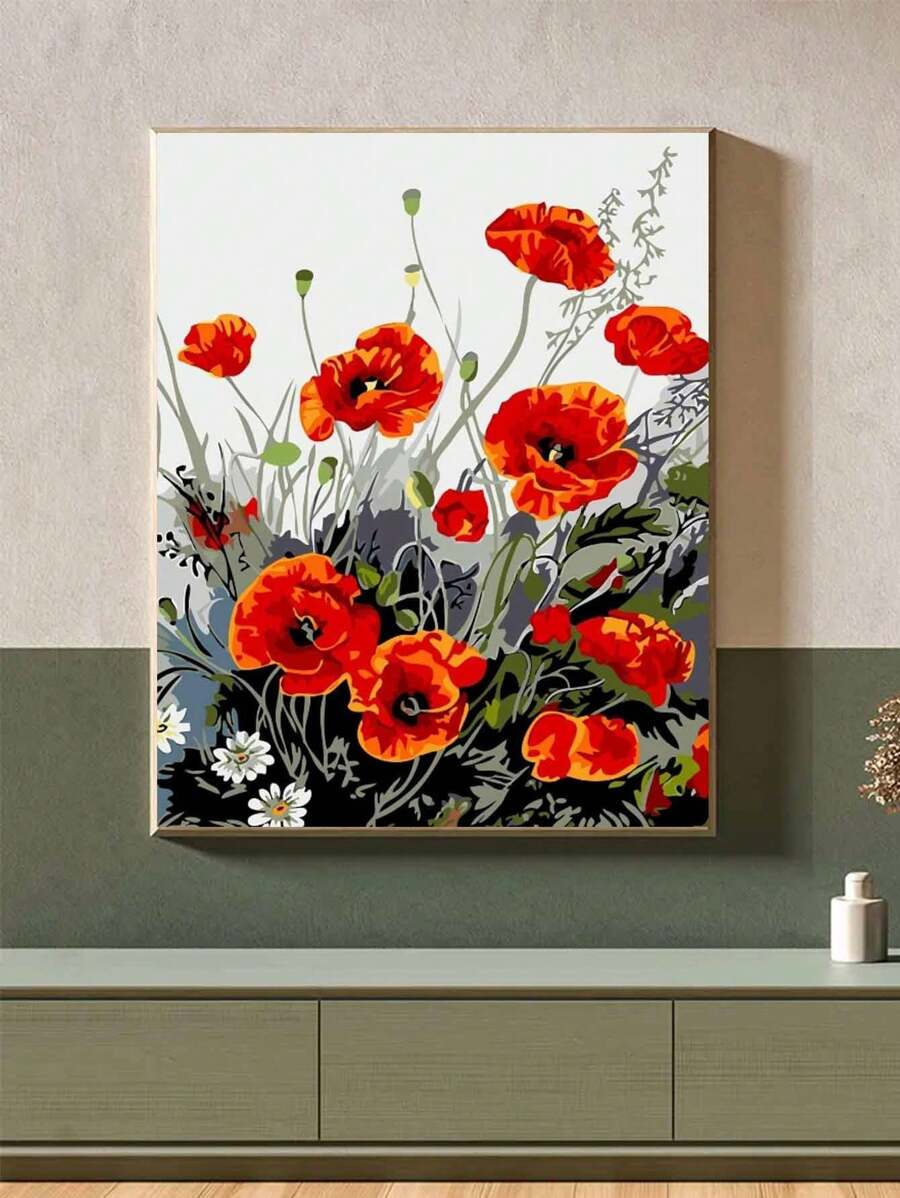 Bộ tranh khảm kim cương 5D DIY - Hoa đẹp, tranh thêu kim cương Trang trí tường nhà - Xám - Xem 1