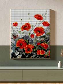 Bộ tranh khảm kim cương 5D DIY - Hoa đẹp, tranh thêu kim cương Trang trí tường nhà - Xám - Xem 5