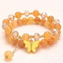 2 Piezas Pulsera Decorada Con Mariposas Y Abalorios - Morado - Ver 14