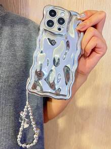 Electroplated Etched Meteorite Pattern Silver Color Phone Case Compatible With IPhone 16/ 16 Pro/ 16 Pro Max/ 16 Plus/ 16e