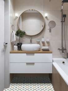 5 piezas de baldosas de piso autoadhesivas de PVC, diseño de mosaico simple, resistente a rayones, impermeable, adhesivo de alta resistencia, fácil de cortar, para renovación del hogar - flor verde - Ver 9