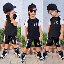 Children's Set Summer Clothing 2024 - 黑與白 - 查看 1