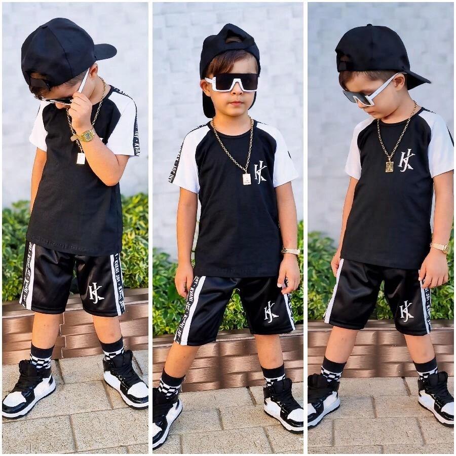 Children's Set Summer Clothing 2024 - 黑與白 - 查看 1