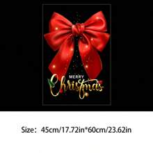 1 Stück 45cm*60cm Weihnachtsschleifen Glasaufkleber für Fenster, Tür, Zuhause, Mall, Restaurant, Hotel, Schulfeier Dekoration, neuartiges Design, einfache statische Selbstklebemontage, Weihnachten - Verschiedenfarbig - Übersicht 2