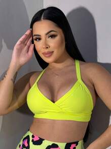 Top Fitness Gym Colors Comfortable With Lining - 芥末黃 - 查看 4