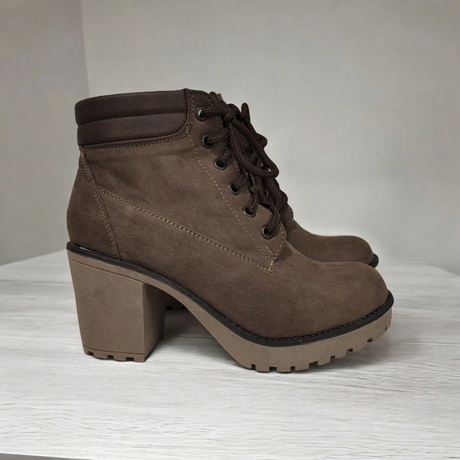 Botines agujeta de mujer - Marrón - Ver 1