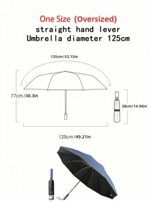 超大全自动折叠雨伞，适用于汽车、旅行和家庭，高品质，防风，适合休闲和商务，黑色涂层，适合 1-3 人，超大遮篷适合大雨天气 - 藏蓝色 - 查看 2