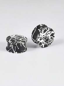 PAIR Silicone Ear Gauge Flexible Soft Double Flared Saddle Ear Plugs Cool Lines Ear Stretchers Tunnels Expanders Body Jewelry - As Shown - View 70