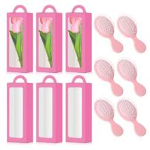 12 Stücke Rosa Geschenkboxen Set für Makeup Partys, enthält 6 hohe Bonbon-Boxen mit Fenster und 6 kleine Kämme für Hochzeit, Bridal-Shower, Prinzessin Geburtstagsfeiern