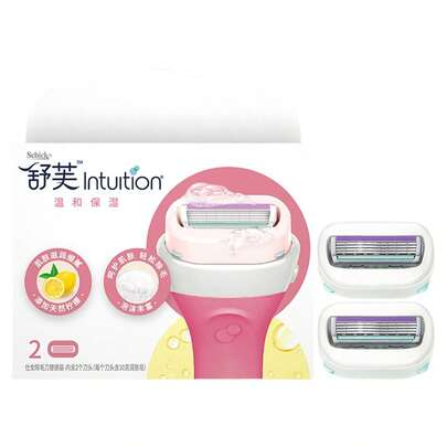 Schick Intuition 柠檬莓果清风女士剃须刀 | 2 片装 Intuition 有机柠檬剃须刀片替换装，适用于沙龙、美容、旅行、必备护发产品及配件
