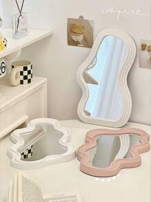 1 Peça Espelho Decorativo Assimétrico de Corpo Inteiro para Parede de Casa em Formato de Nuvem, Espelho de Maquiagem, Decoração de Parede de Quarto Espelho de Maquiagem em Formato de Nuvem Montado na Parede, Decoração de Espelho de Parede - Multicolorido - Visão 3