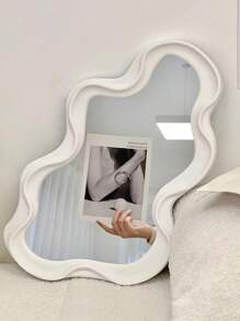 1 Peça Espelho Decorativo Assimétrico de Corpo Inteiro para Parede de Casa em Formato de Nuvem, Espelho de Maquiagem, Decoração de Parede de Quarto Espelho de Maquiagem em Formato de Nuvem Montado na Parede, Decoração de Espelho de Parede - Multicolorido - Visão 6