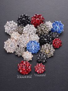 3pcs/Set Double-Layered Rhinestone Flower Shaped Metal Buttons, DIY Clothing & Accessories Decorative Sewing Buttons For Cardigan, Coat, Jacket, Suit, Hat, Gift Box, Bouquets - White - View 8