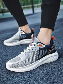 أحذية رياضة رجالي ذات قاع ناعم، أحذية رياضية مصنوعة من نسيج شبكي منفذ للهواء خفيفة الوزن، امتصاص الصدمات، أحذية كاجوال متعددة الاستخدامات بأصابع قدم مستديرة للرياضة والخروجات الخارجية - ازرق وابيض - مشاهدة 3