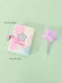 A6五角星扎染印花毛绒笔记本套装带笔1包便携带礼物本子适合男生女生学生家庭学校练习册手册账本80内页