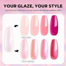 Modelones Mini Nail Polish Set 6 Colors Summer Nail Polish Set Exquisite Glitter Quick Dry Nail Polish Set Nail Art DIY Nail Salon Home Gifts Women Girls, One Set Of Nail Polish Contains 6 Colors, One Color 5ml - 粉色 - 查看 3