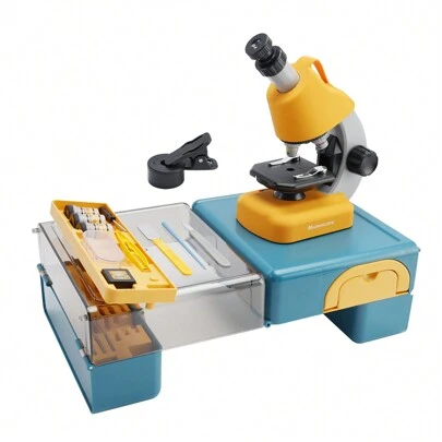 Microscope Kit For Kids 5-7 8-12, 100X-1200X Kids Microscope With Handheld Microscope, Carrying Box, LED Light, Science Experiments Kit Toys For Kids 3-5 6 7 8 9 10 Birthday Gift